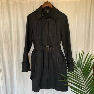 INC Black Belted Trench Coat